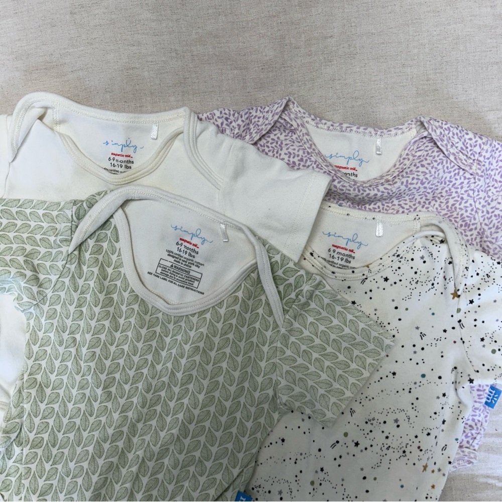 Set of Four Magnetic Me Simply Onesies in Size 6-9M.